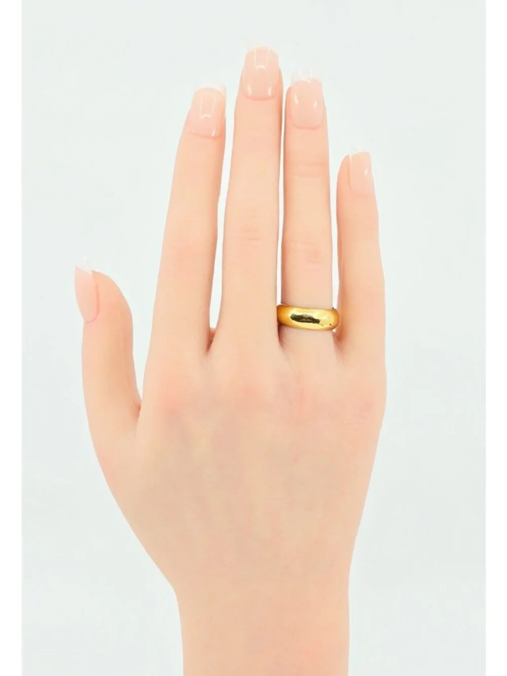 Unique 23K Karat Solid Yellow Gold Designer Polished Wedding Band Ring - Size 6